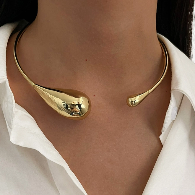 Additional Image for Japenese style open choker with water droplet detail
