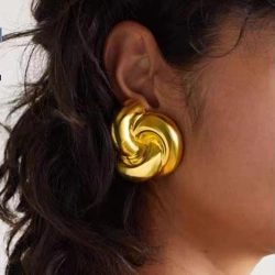 Large geometric design stud earrings