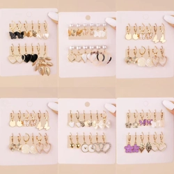 Sets of 6 pairs of drop earrings