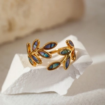 Leaf design open ring