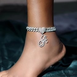 Glam ankle bracelet with initial pendant