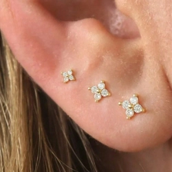 Set of 3 14K Gold plated studs - 3mm / 4mm / 5mm