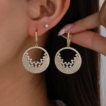 Drop earrings with nested semicircles design