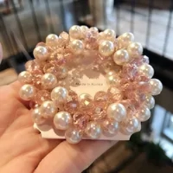 Artificial pearl & crystal hair rings