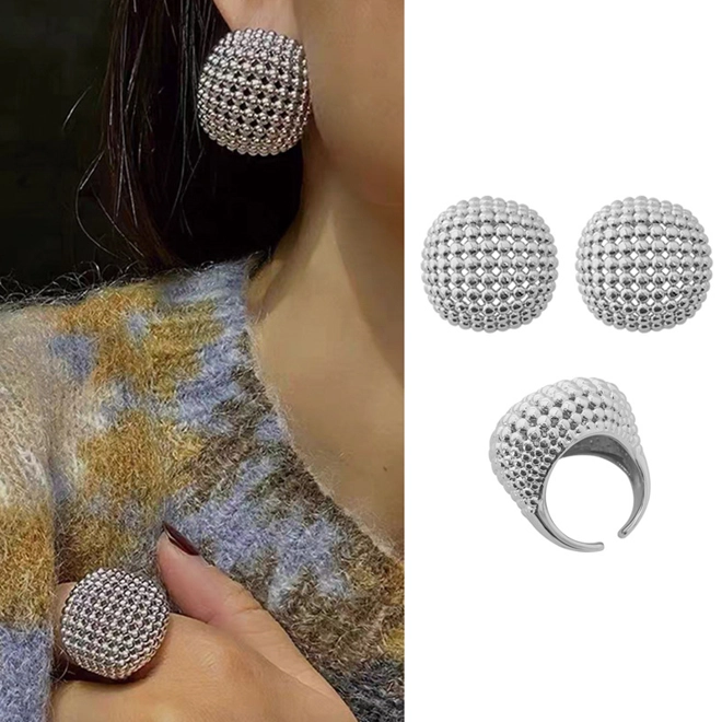 product Image for Geometric design open ring, earrings and bangle set – 2 Piece / 3 Piece Sets