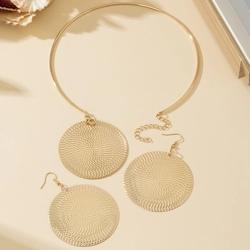 Geometric disc necklace and matching drop earrings