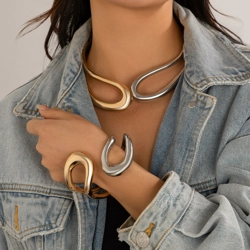 Mixed colour cut out choker and bangle set