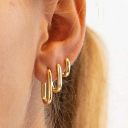 Set of rounded rectangle hoop earrings - Small, Medium, Large