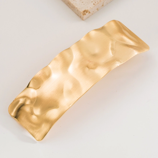 Additional Image for Rectangle hair clip  - Beaten Metal / Glossy finish