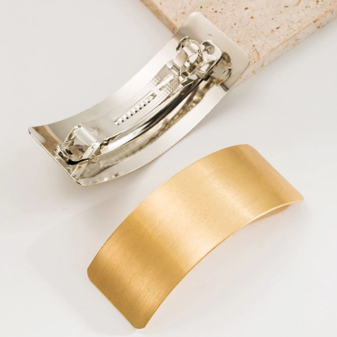 Additional Image for Rectangle hair clip  - Beaten Metal / Glossy finish