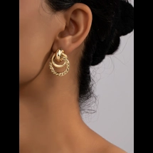 Double ring drop earrings