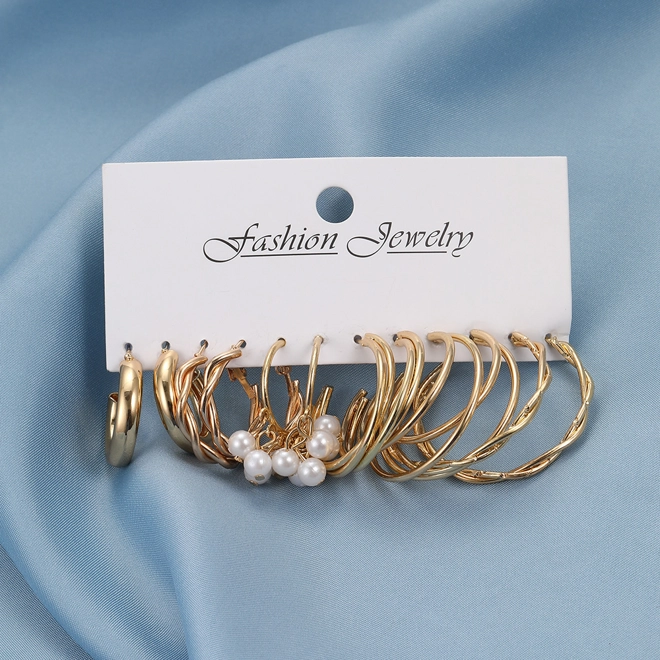 Additional Image for Set of 6 pairs of C Shape earrings
