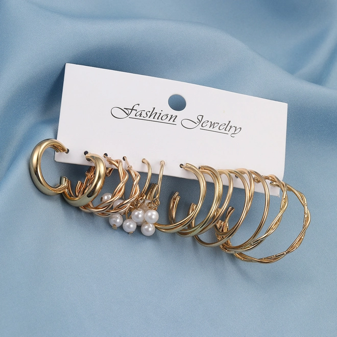 Additional Image for Set of 6 pairs of C Shape earrings