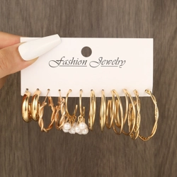 Set of 6 pairs of C Shape earrings