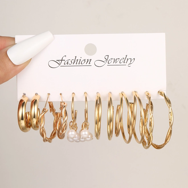 Additional Image for Set of 6 pairs of C Shape earrings