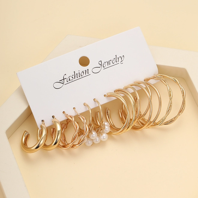 Additional Image for Set of 6 pairs of C Shape earrings