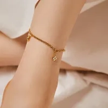 Ankle bracelet with cha..