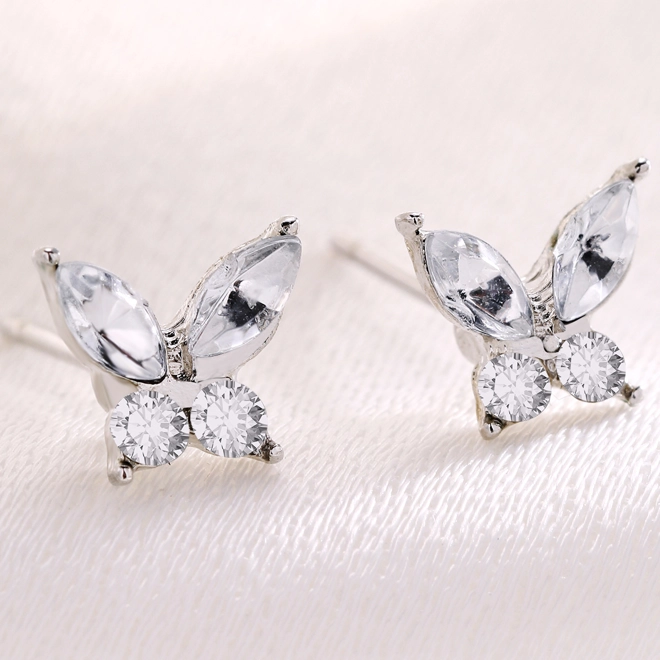 Additional Image for Simple zircon butterfly ear studs