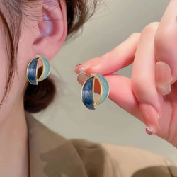 Two-tone enamel stud earrings