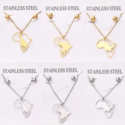 Cut out Africa & animal map with stud earrings - Giraffe / Elephant / Rhino