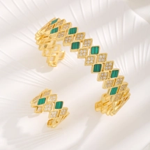 Rhombus design open bangle a..
