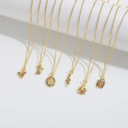 Necklace with zircon animal or insect pendant