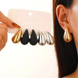 Sets of 3 elegant water droplet of stud earrings