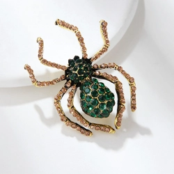 Retro style rhinestone spider brooch