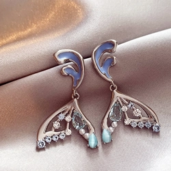 Glam fishtail drop earrings with rhinestone detail