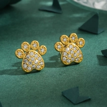 Glam paw print ear studs