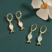 Fish drop earrings with..