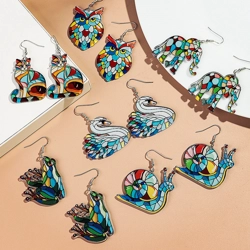 Artistic animal themed drop earrings
