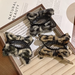 Plush leopard print hair claws