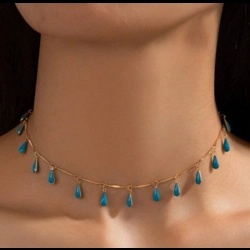 Handmade necklace with water droplet charms