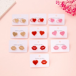 Acrylic ear studs - Heart / Lips design