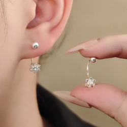 Snowflake design ear jacket earrings