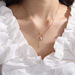 Cable chain necklace with butterfly pendant