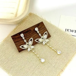 Glam zircon butterfly drop earrings