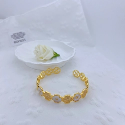 Flower design cuff bangle