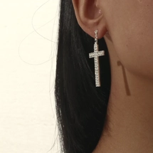 Long cross earrings
