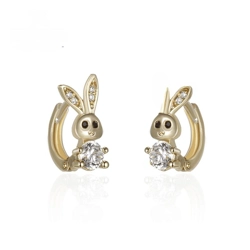 Cute 18K Gold plated rabbit hoop earrings