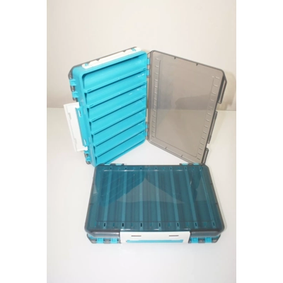 PORTABLE DOUBLE SIDED 14 COMPARTMENT FISHING LURE BOX BRAND NEW IN PACKING SIZE long 270mm