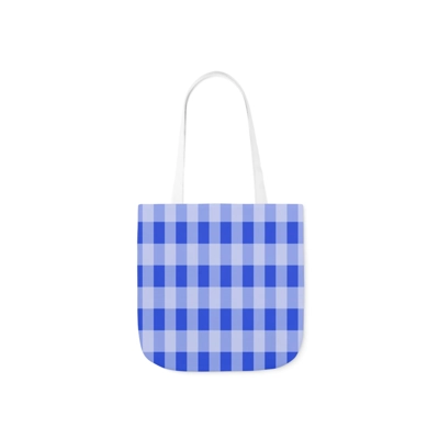 Blue Gingham Check Pattern Shoulder Tote Bag