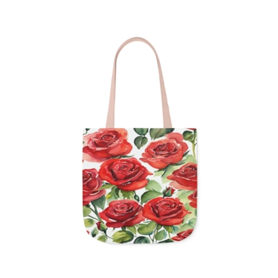 Large Red Roses Watercolour Pattern Shoulder Tote Bag