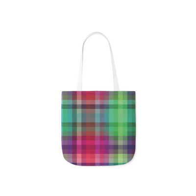 Rainbow Multi Colour Tartan Pattern Shoulder Tote Bag
