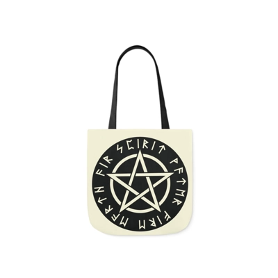 Wiccan Black Runic Pentagram Shoulder Tote Bag