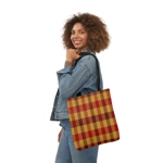 Red And Yellow Tartan Check Shoulder Tote Bag Red And Yellow Tartan Check Shoulder Tote Bag