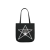 White Pentagram Witches Pentacle Black Shoulder Tote Bag