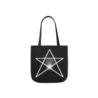 White Pentagram Witches Pentacle Black Shoulder Tote Bag