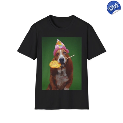 Basset Hound Dog And Lollipop Birthday T-Shirt